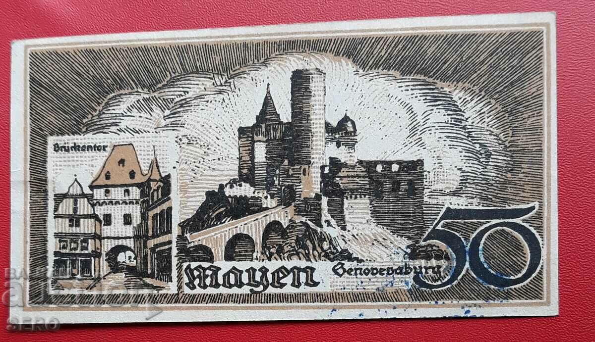 τραπεζογραμμάτιο-Γερμανία-Reiland-Pfalz-Mayen-50 Pfennig 1919