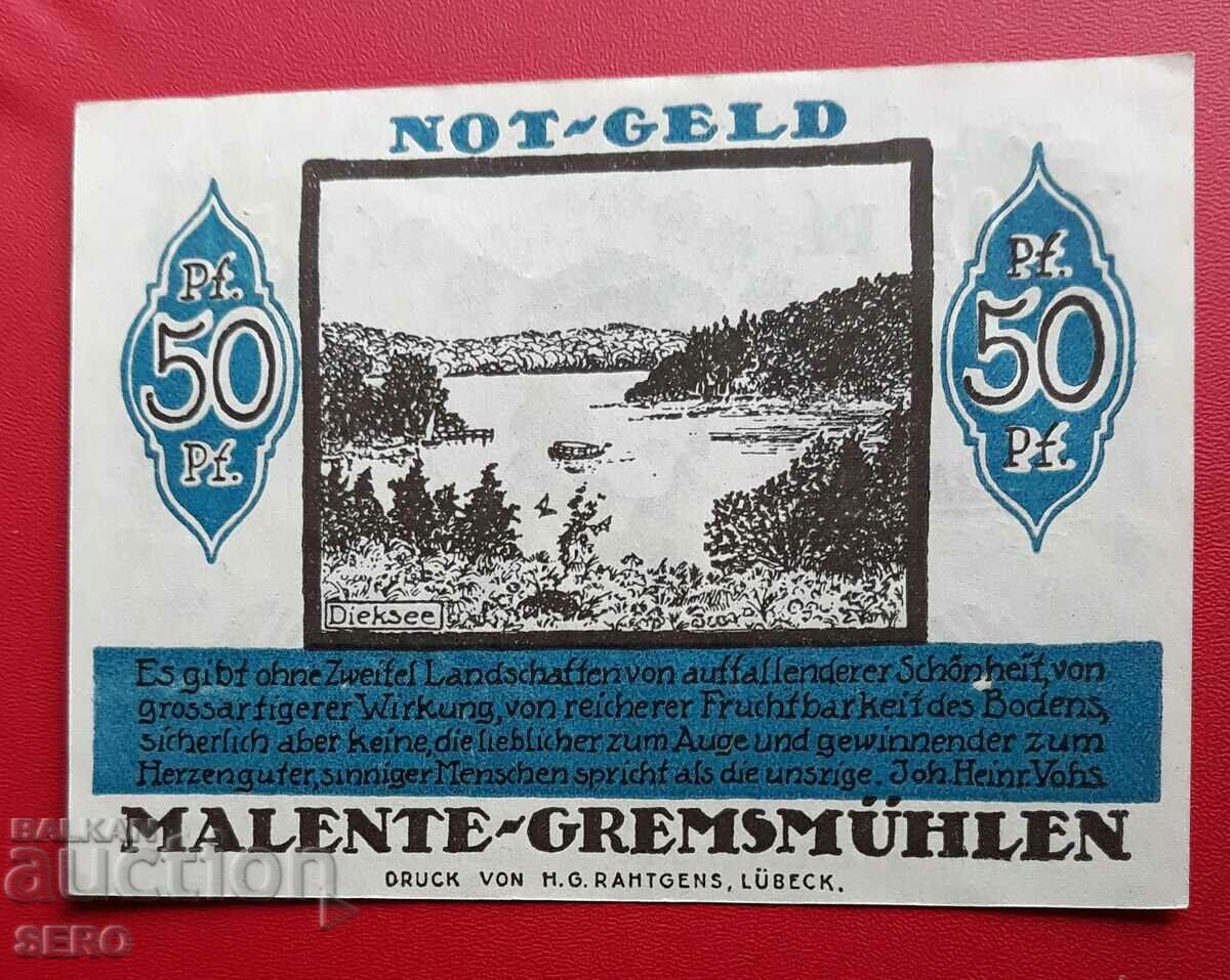 Банкнота-Германия-Шлезвиг-Холщайн-Маленте-50 пфенига 1920