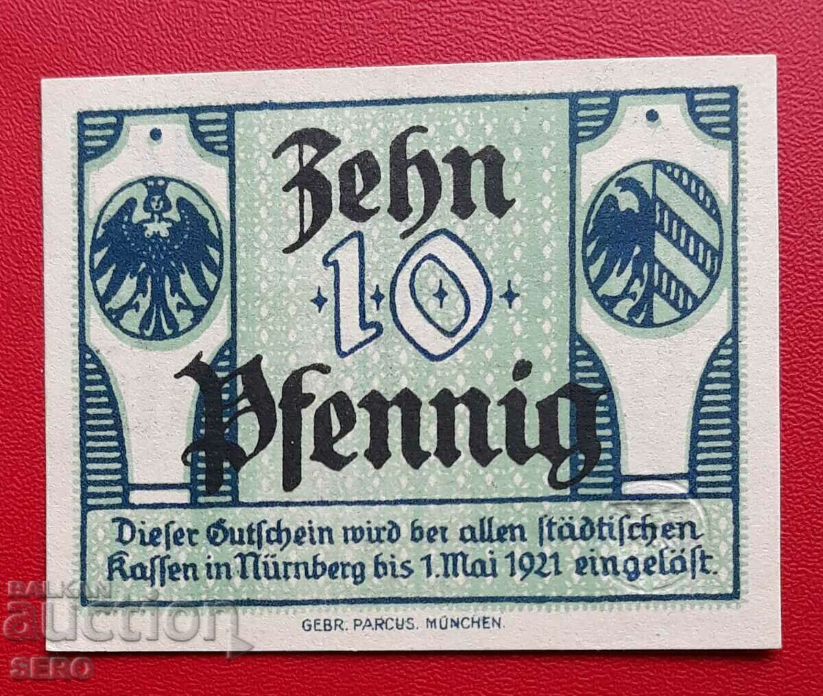 Banknote-Germany-Bavaria-Nuremberg-10 Pfennig 1920