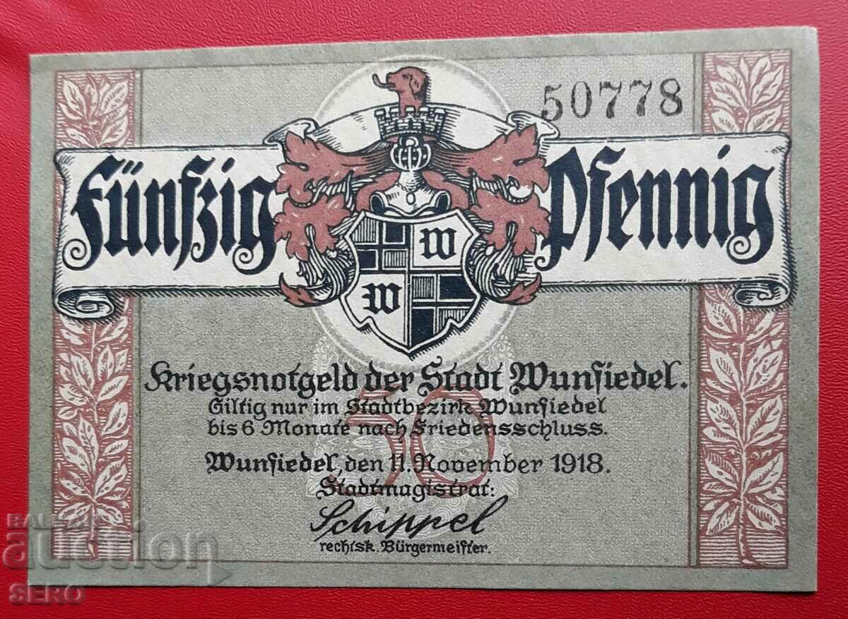 Τραπεζογραμμάτιο-Γερμανία-Βαυαρία-Wunsiedel-50 Pfennig 1918