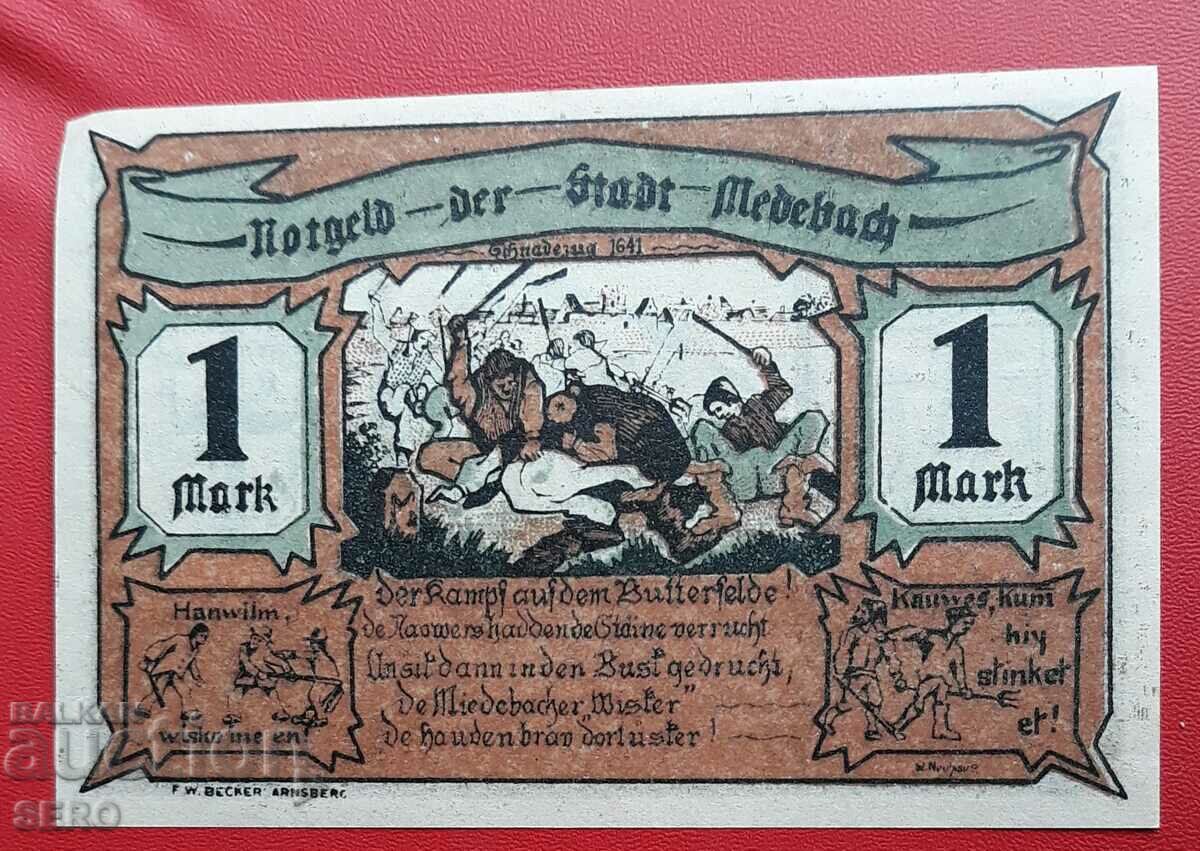 Banknote-Germany-S.Rhine-Westphalia-Medebach-1 mark 1921