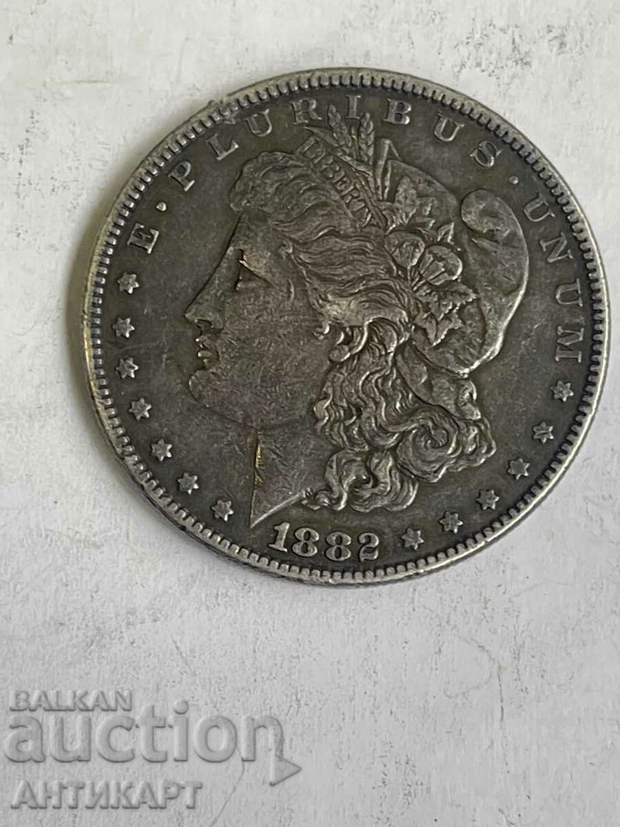 САЩ  един долар dollar сребърна монета 1882 с удар