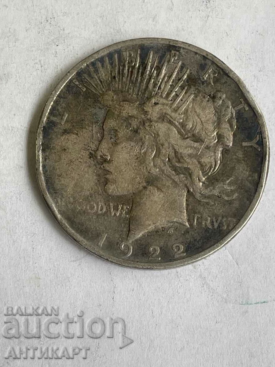 САЩ  един долар dollar сребърна монета 1922 с удари
