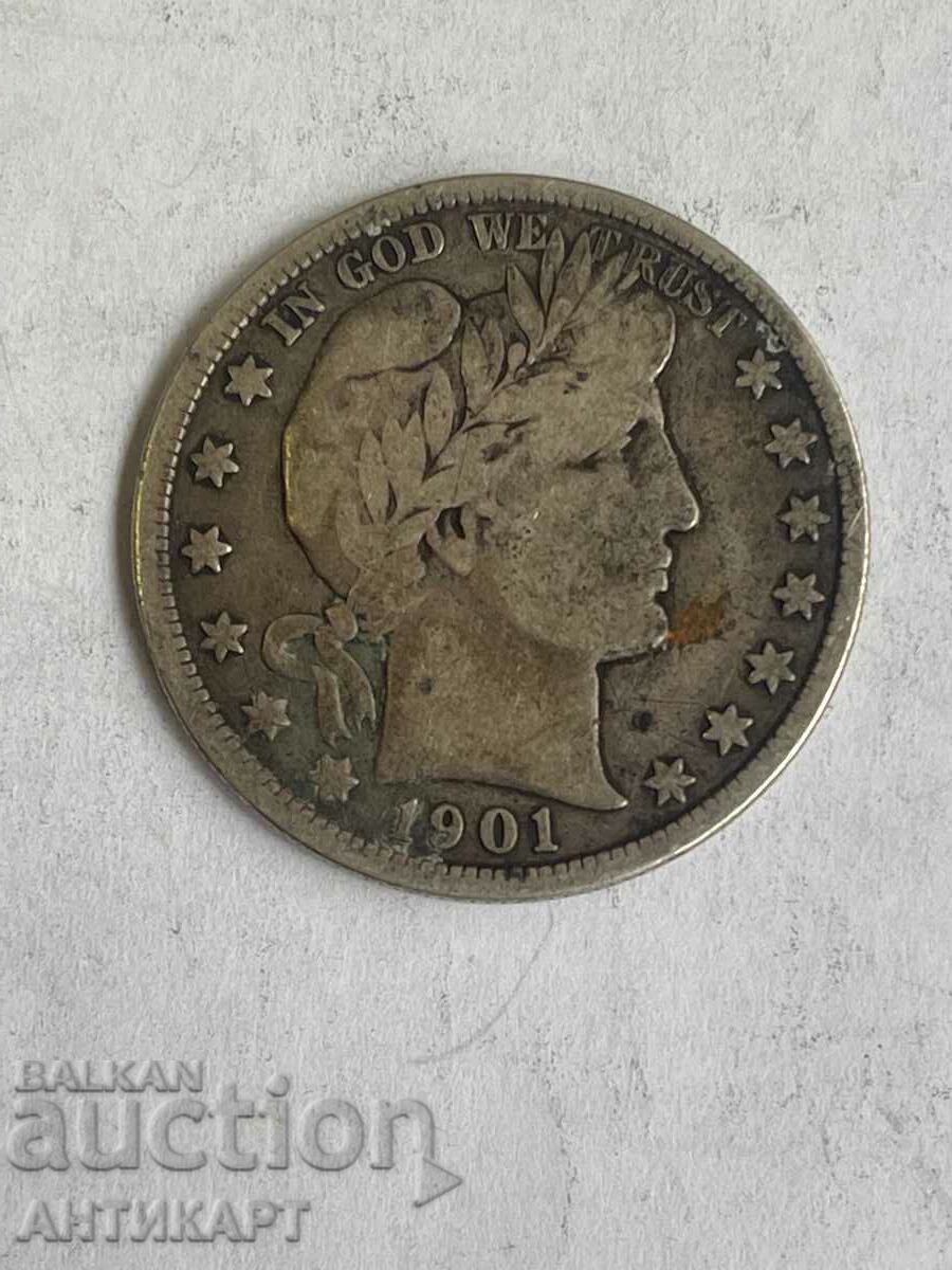 САЩ  half долар dollar сребърна монета 1901