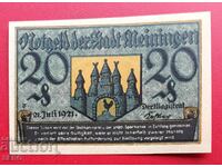 Банкнота-Германия-Саксония-Майнинген-20 пфенига 1921