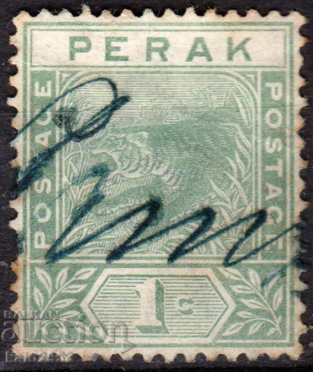 GB/Malaya/Perak-1892-classic stamp-tiger leap, ink