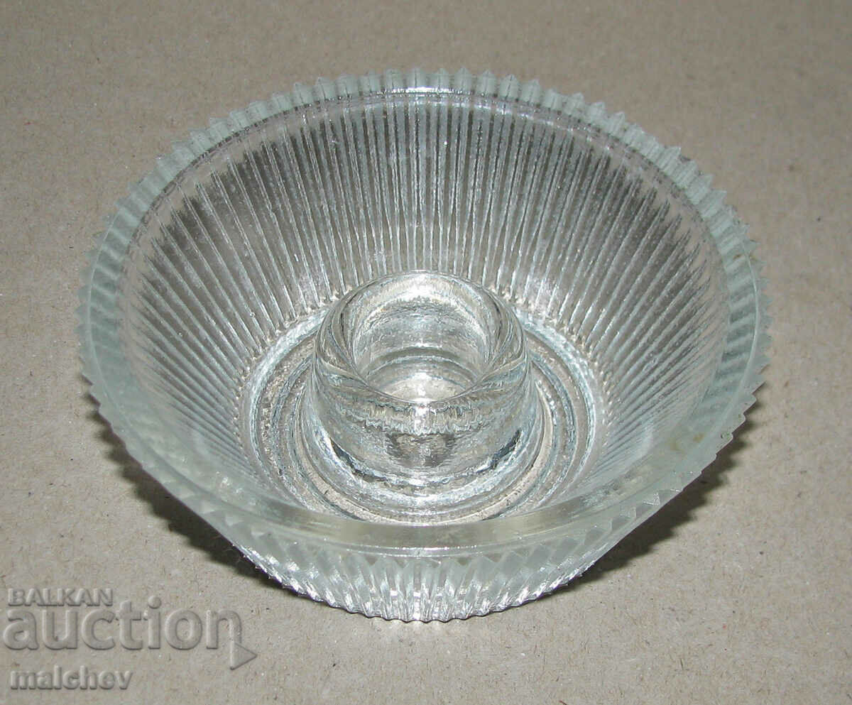 Old glass candle holder for 1 candle, preserved
