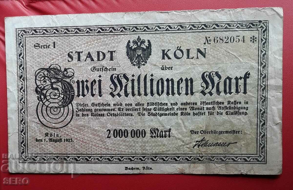 Banknote-Germany-S.Rhine-Westphalia-Cologne-2 000 000 m. 1923