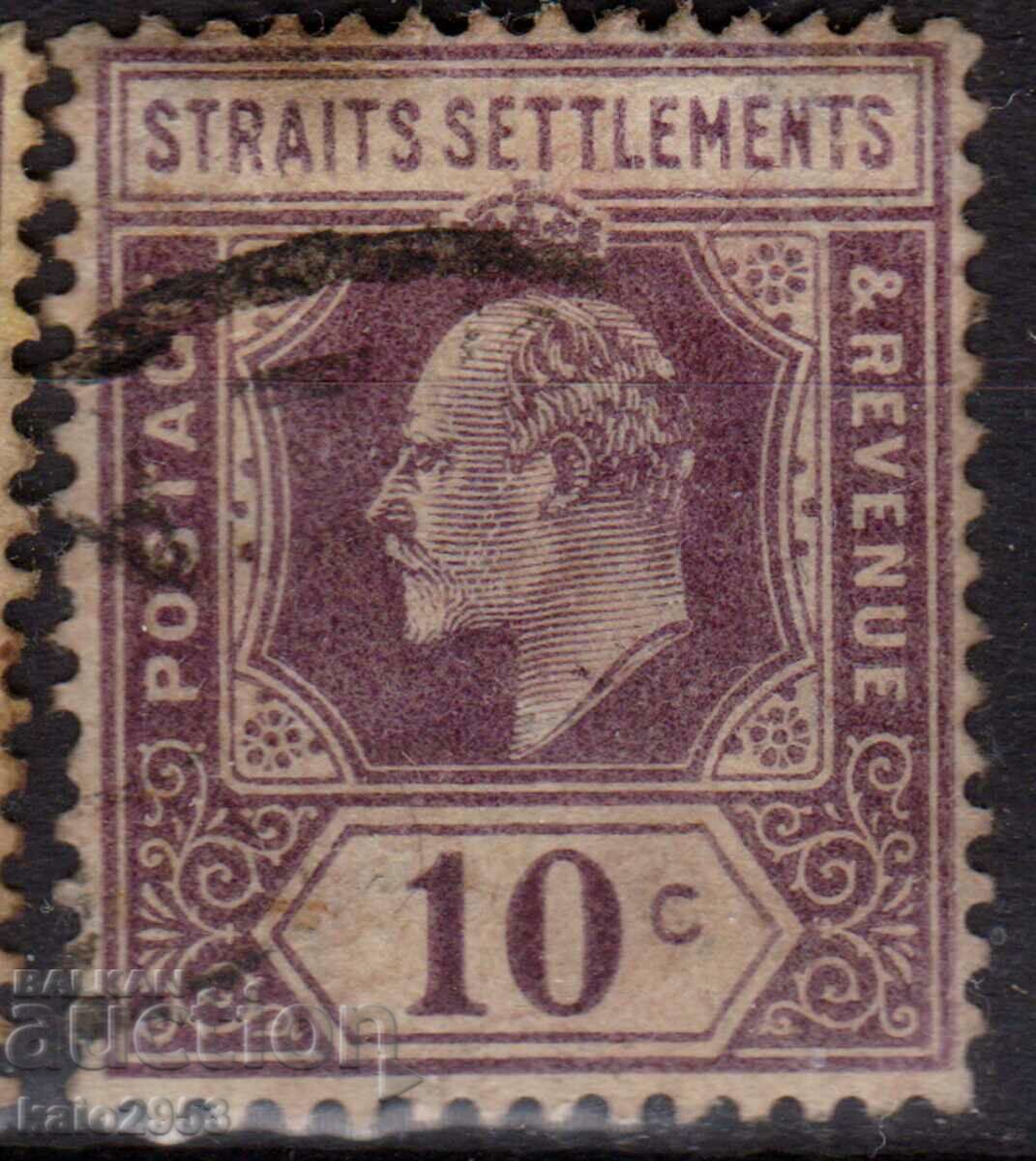 GB/Malaya/Str.Settlements-1902-Редовна-KE VII,клеймо
