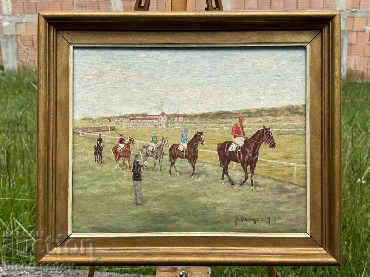 Old original oil on canvas painting, 1956.