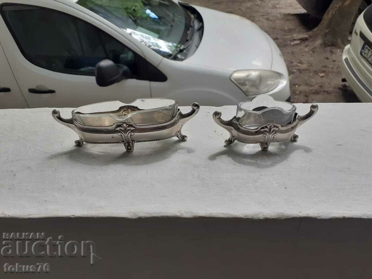 Two small old antique silver caviar dishes with price 450.00 BGN | € 230.08 Two small old antique silver caviar dishes with price 450.00 BGN | € 230.08