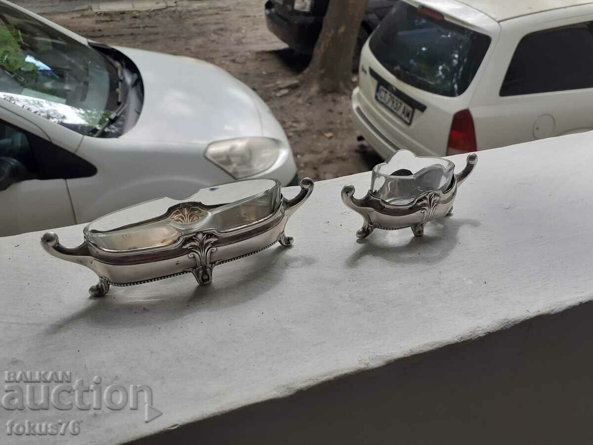 Auction Two small old antique silver caviar dishes Auction Two small old antique silver caviar dishes