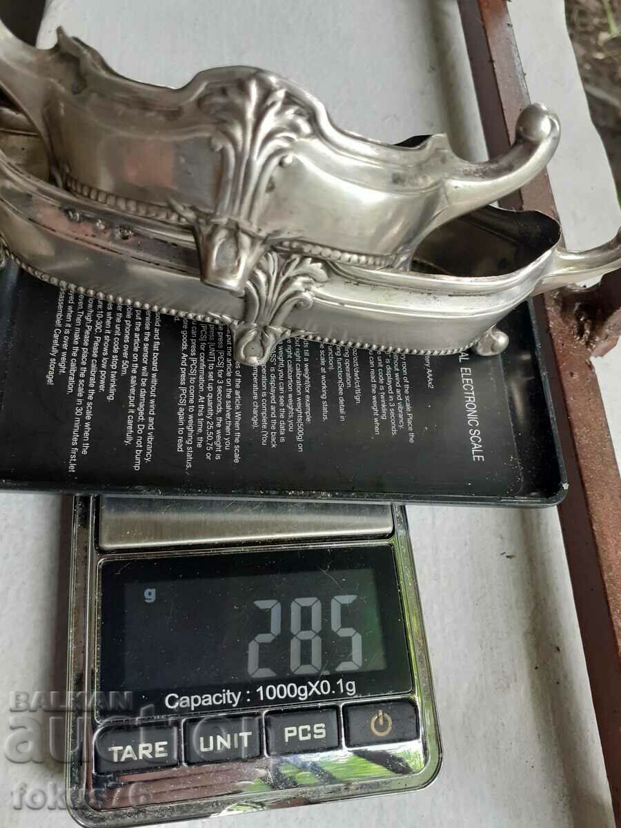 Two small old antique silver caviar dishes - 7 Two small old antique silver caviar dishes - 7