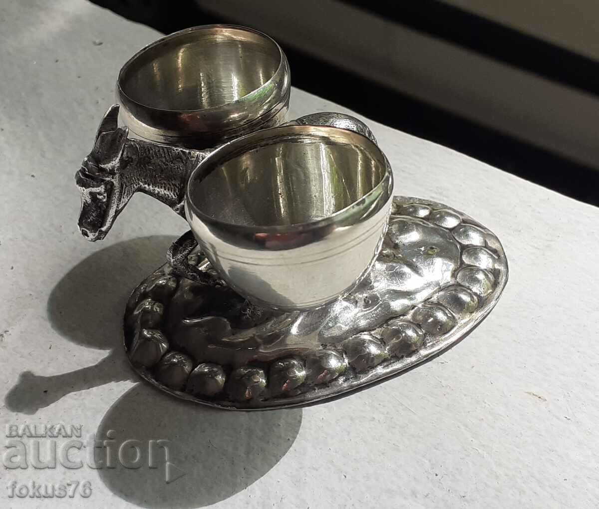 Old small antique silver salt shaker with donkey markings with price 480.00 BGN | € 245.42 Old small antique silver salt shaker with donkey markings with price 480.00 BGN | € 245.42