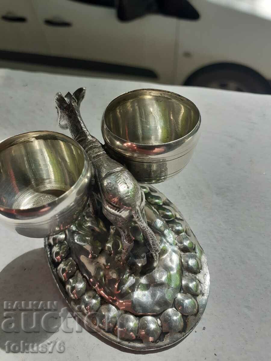 Delivery of Old small antique silver salt shaker with donkey markings Delivery of Old small antique silver salt shaker with donkey markings