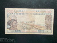 AFRICA DE VEST, 5000 de franci, 1978