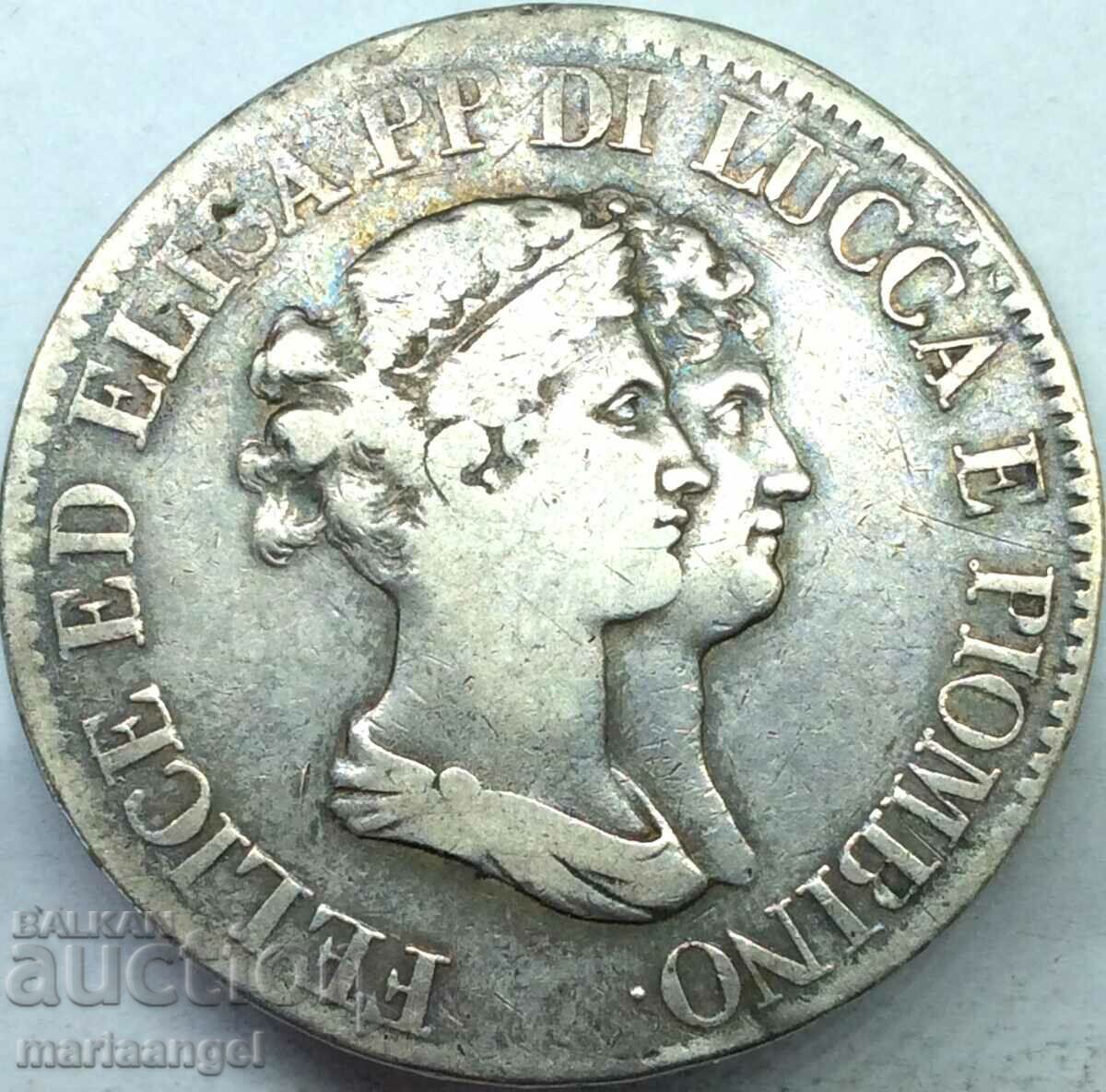 Italia 5 franci 1807 Luca Elisa Bonaparte și Felice