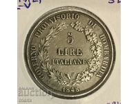 Италия Ломбардия 5 лири / Italy Lombardy-Venetia 5 lira 1848