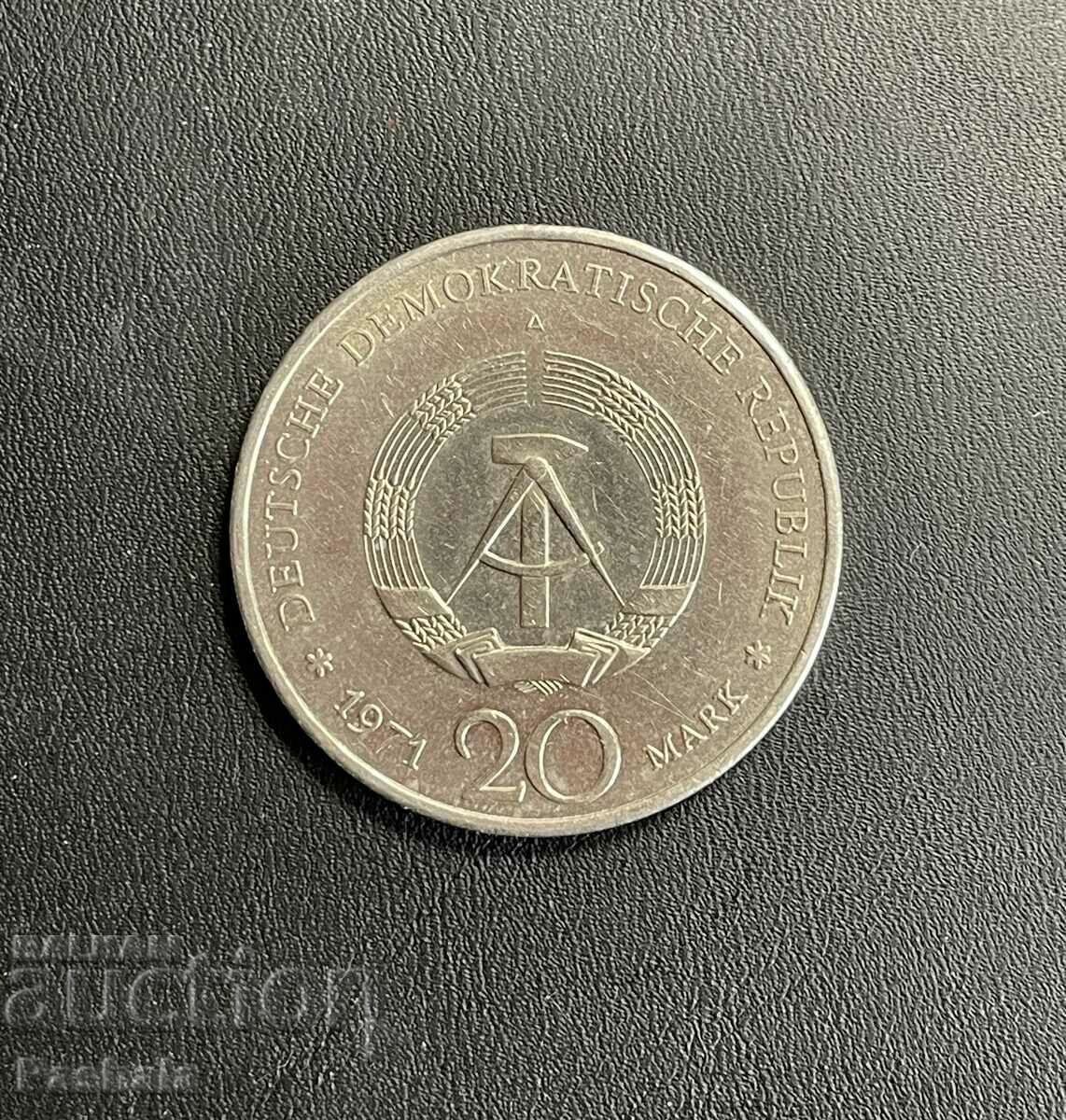 Germany 20 Mark 1971 GDR. with price 8.00 BGN | € 4.09 Germany 20 Mark 1971 GDR. with price 8.00 BGN | € 4.09