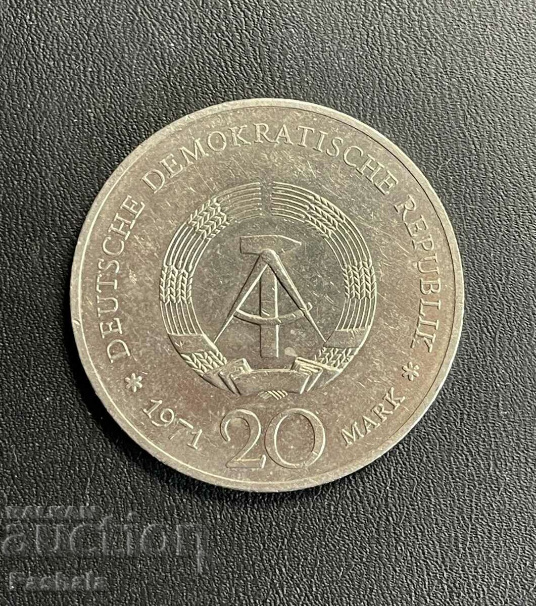 Germany 20 Mark 1971 GDR. with price 8.00 BGN | € 4.09