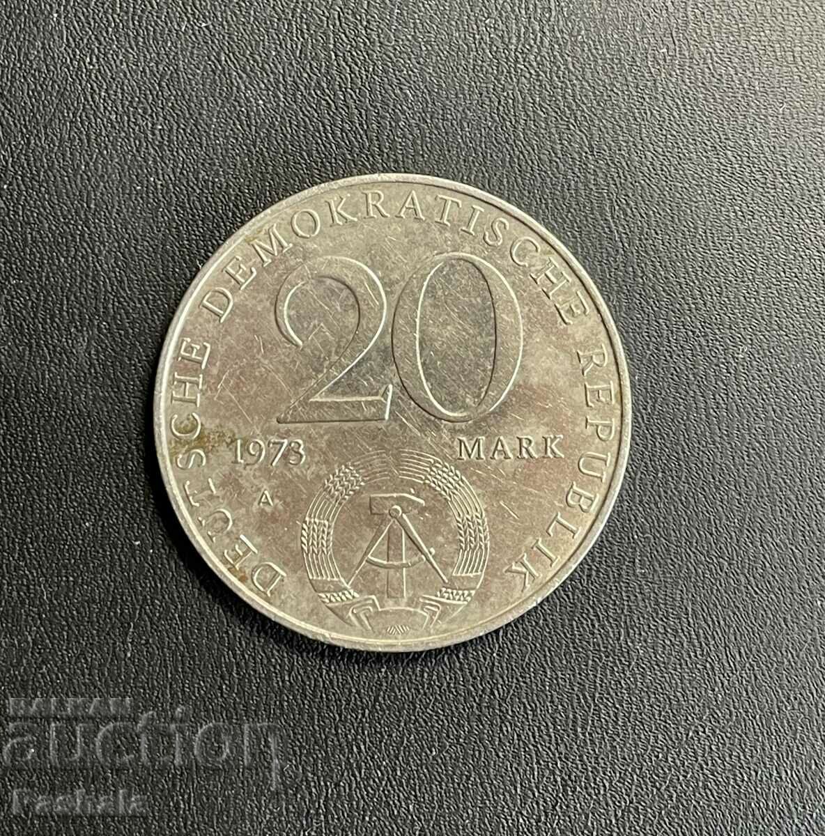 Germany 20 Mark 1973 GDR. with price 8.00 BGN | € 4.09 Germany 20 Mark 1973 GDR. with price 8.00 BGN | € 4.09