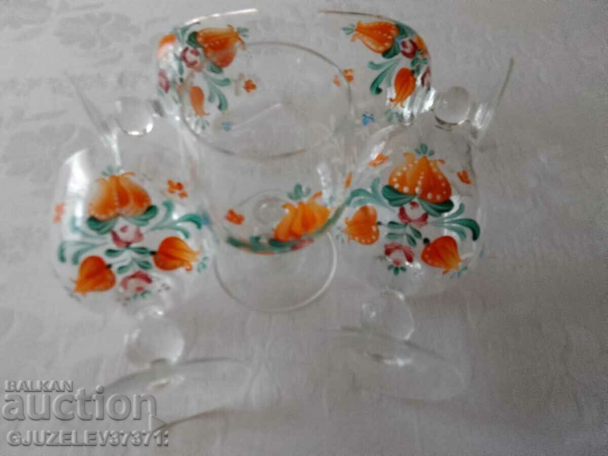 Auction Vintage painted crystal glass glasses Dimensions height Auction Vintage painted crystal glass glasses Dimensions height