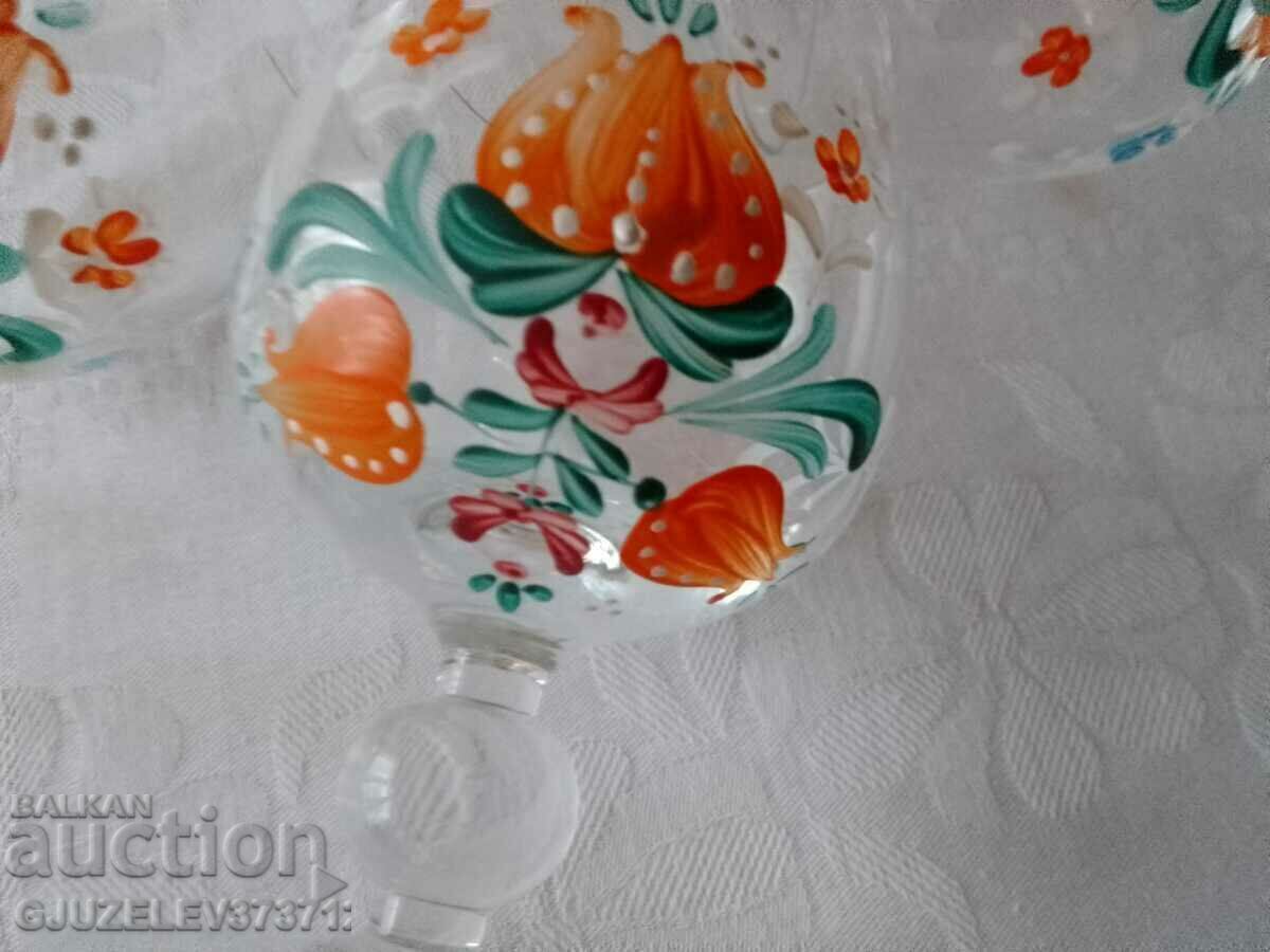 Vintage painted crystal glass glasses Dimensions height - 6 Vintage painted crystal glass glasses Dimensions height - 6
