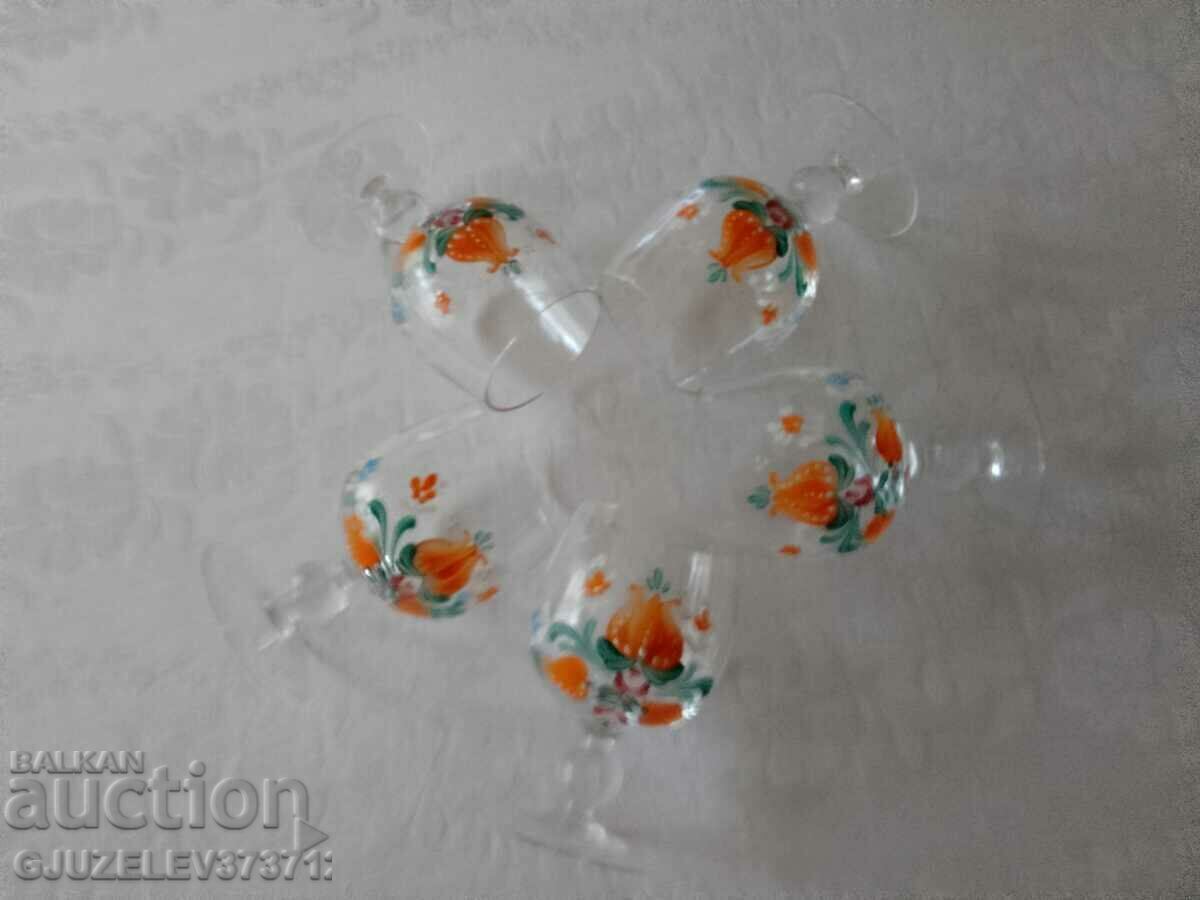 Vintage painted crystal glass glasses Dimensions height - 7 Vintage painted crystal glass glasses Dimensions height - 7