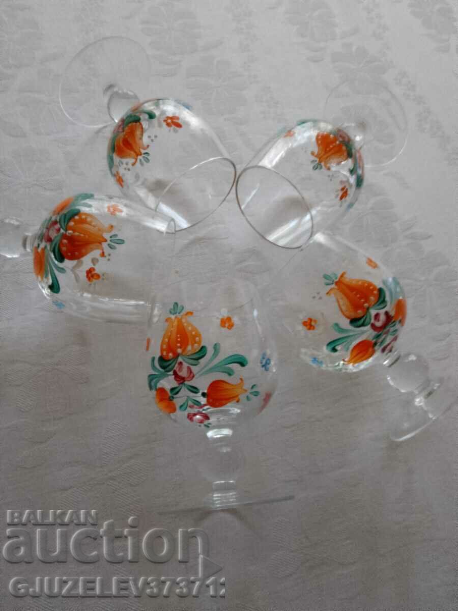 Vintage painted crystal glass glasses Dimensions height
