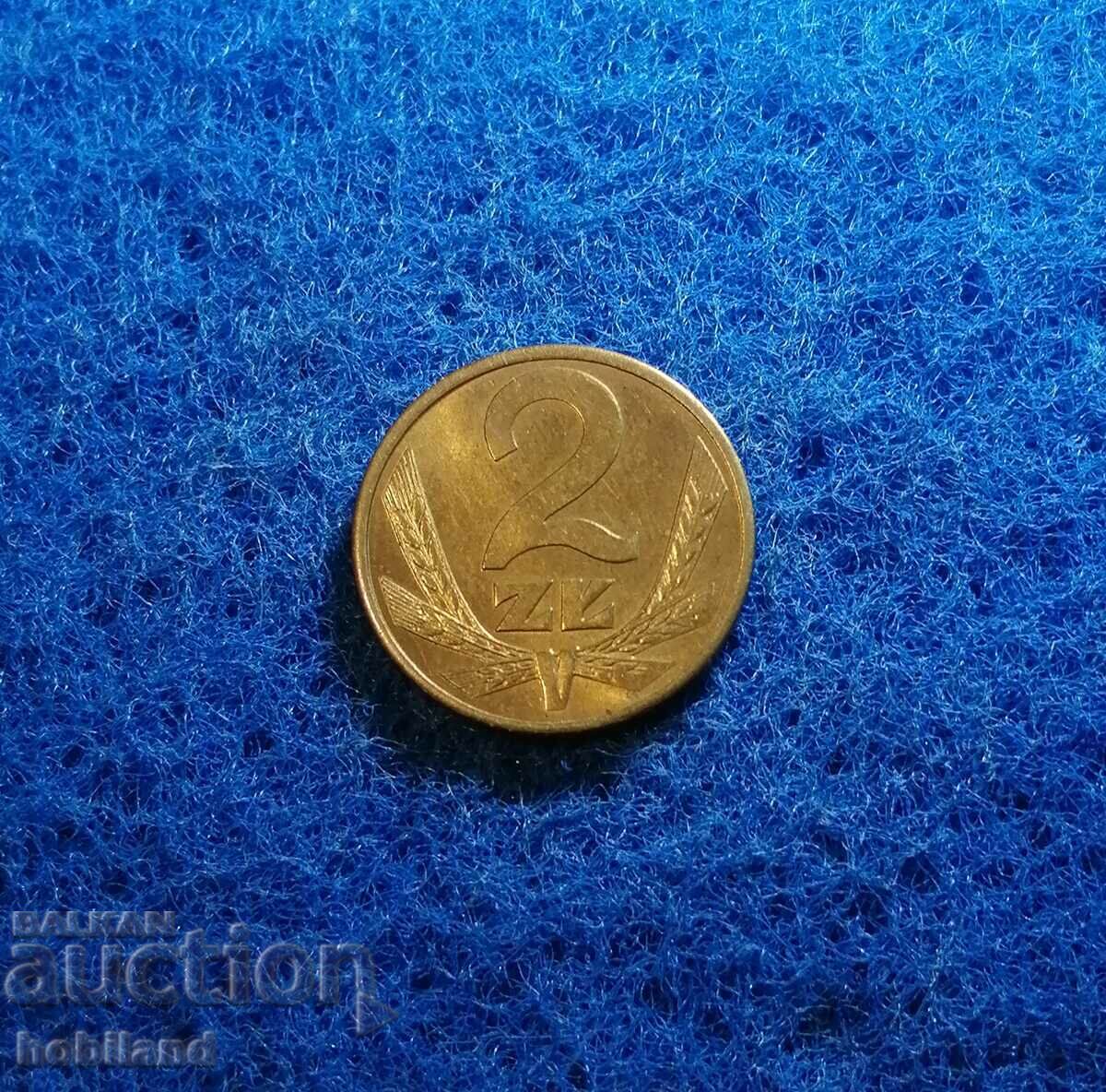 2 ζλότι Πολωνία 1988 με γυαλάδα με τιμή 2.00 BGN | € 1.02