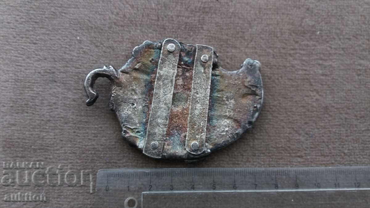 JUMĂTATE PAFTA - BRONZ PLACAT ARGINT - NOU-NOU - 6 JUMĂTATE PAFTA - BRONZ PLACAT ARGINT - NOU-NOU - 6