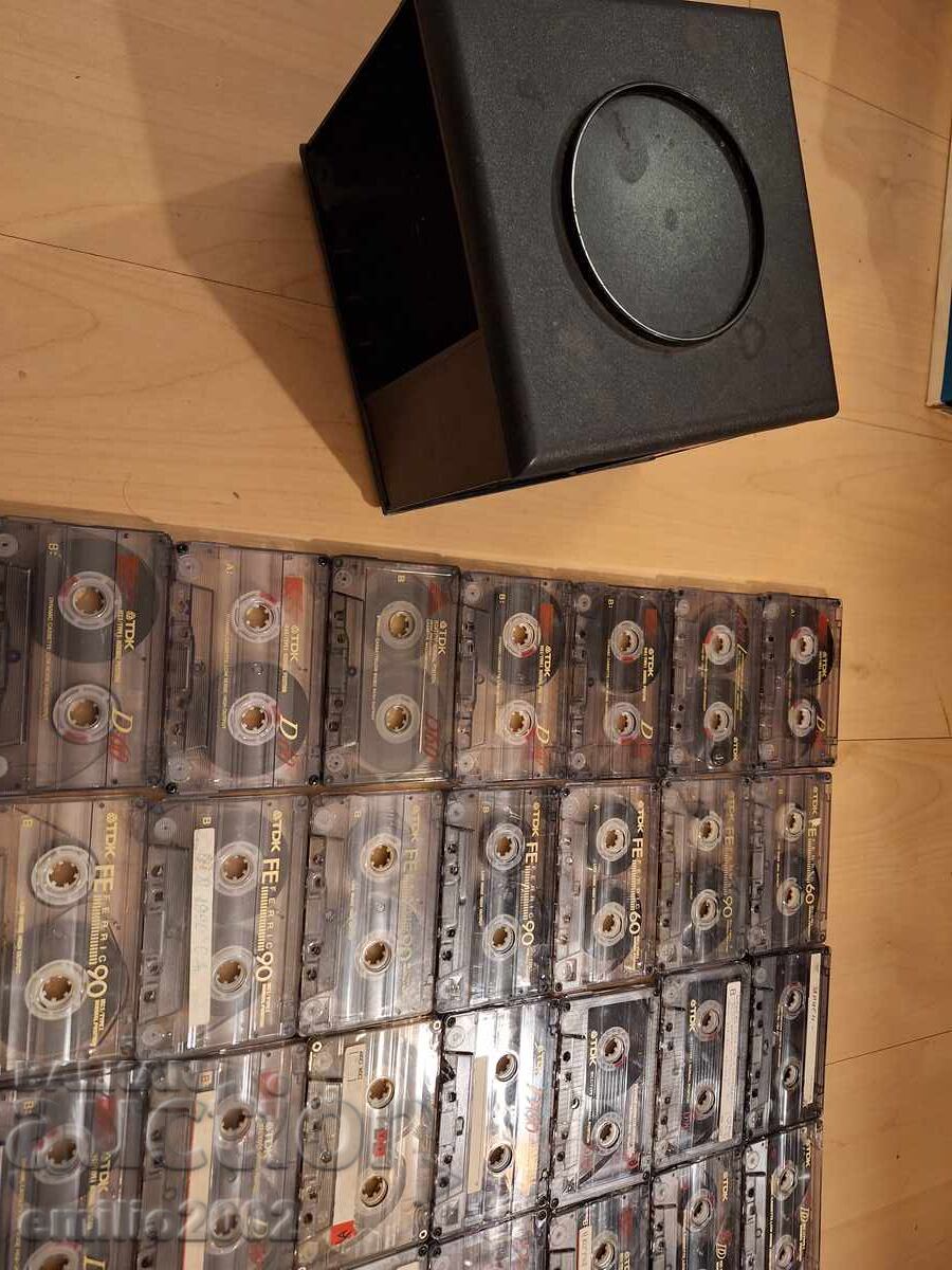 TDK and Sony audio cassettes 32pcs in a carousel stand with price 34.00 BGN | € 17.38 TDK and Sony audio cassettes 32pcs in a carousel stand with price 34.00 BGN | € 17.38
