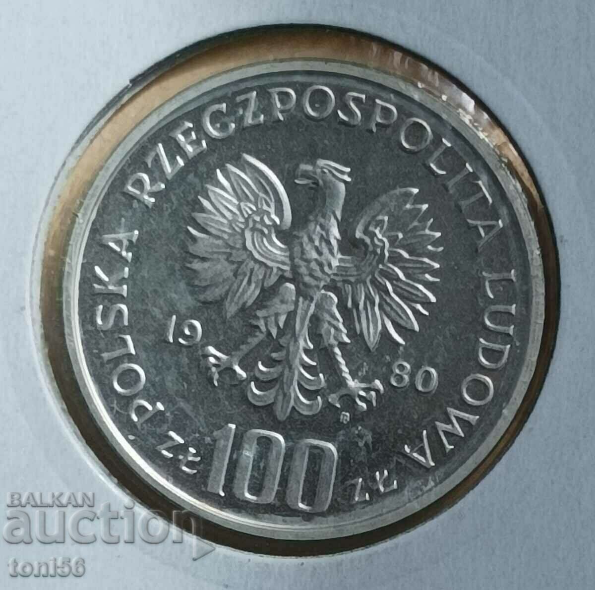 Poland 100 zlotys 1980 - silver, SAMPLE with price 110.00 BGN | € 56.24 Poland 100 zlotys 1980 - silver, SAMPLE with price 110.00 BGN | € 56.24