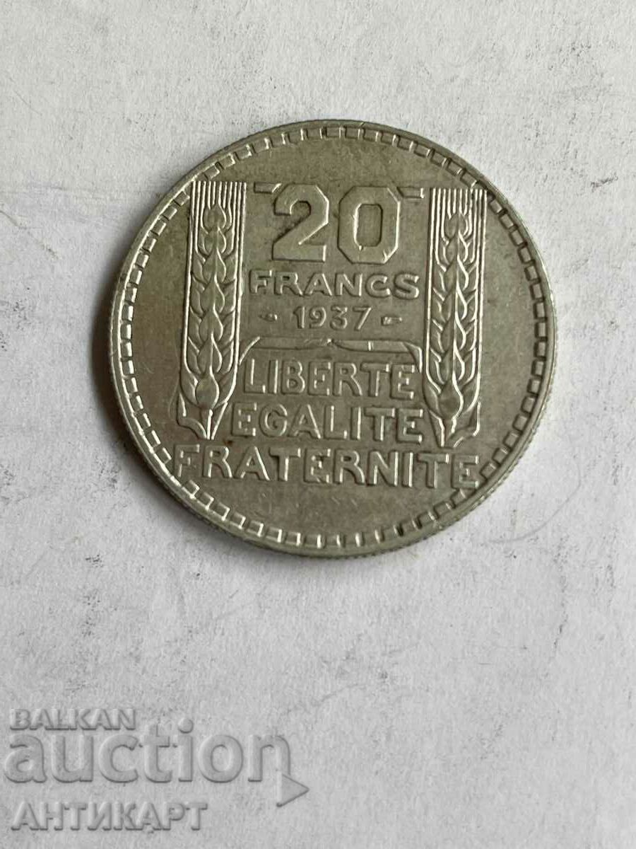 silver coin 20 francs 1933 France silver