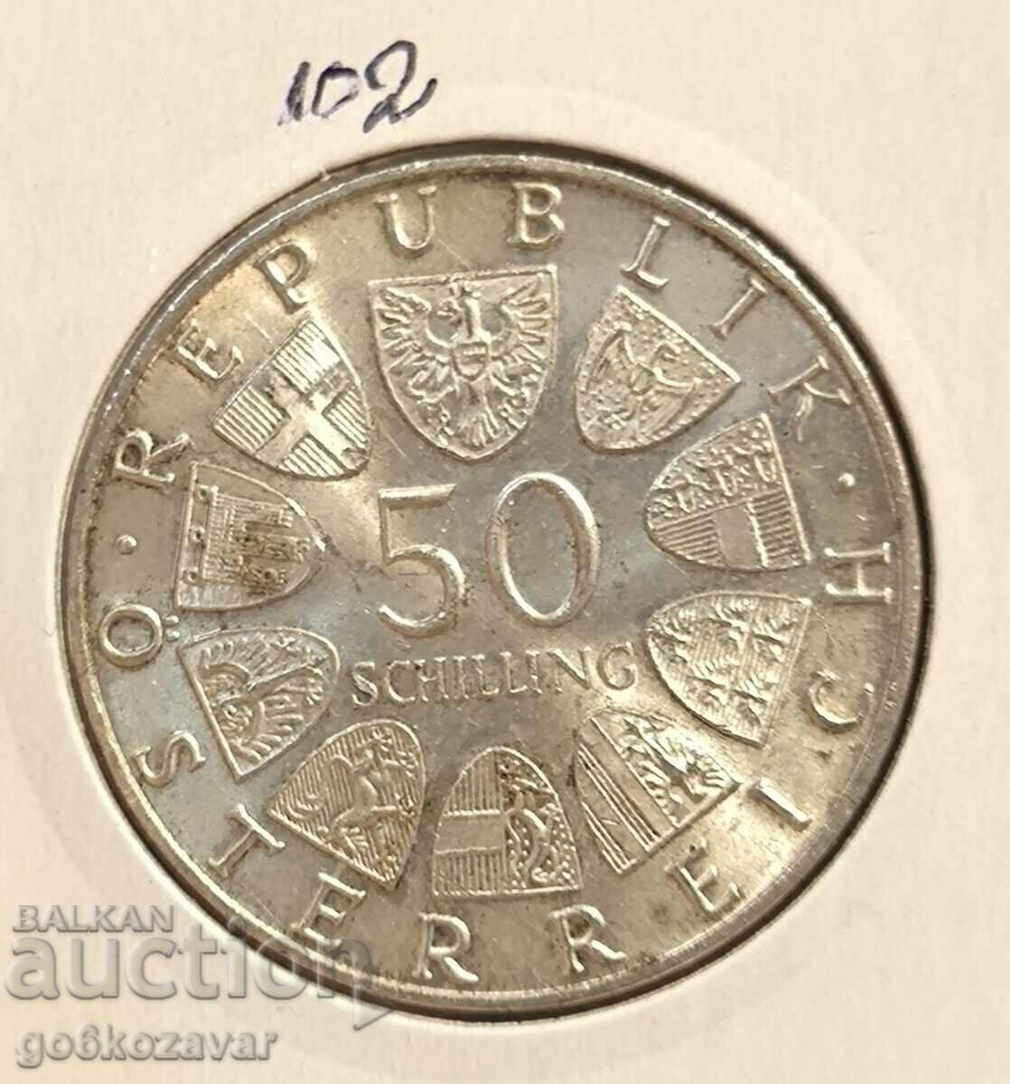 Австрия 50 шилинга 1971г Сребро 0,900