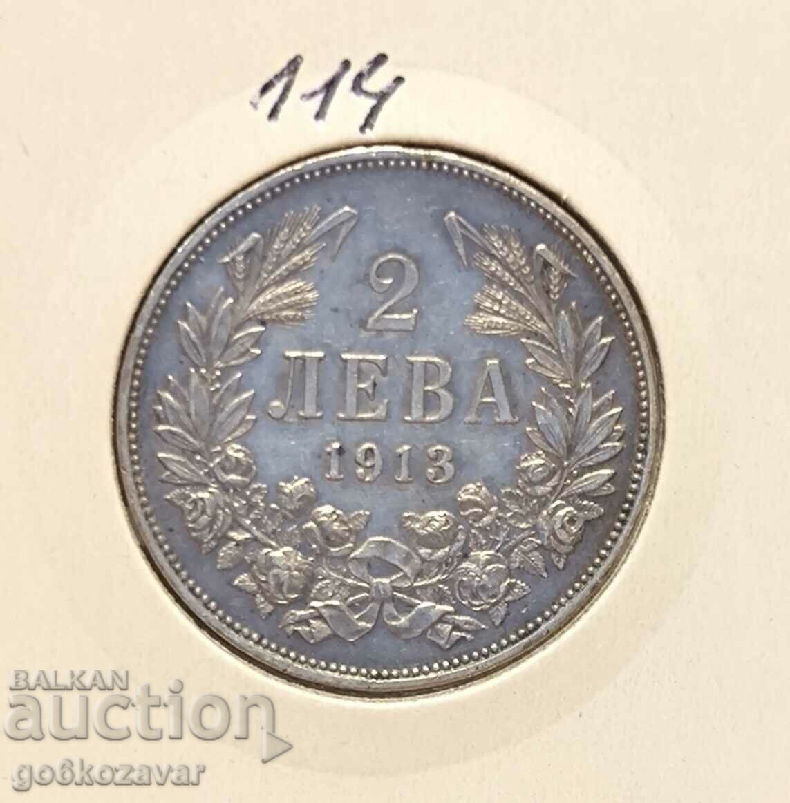 Bulgaria 2 BGN 1913 Silver! Collection!