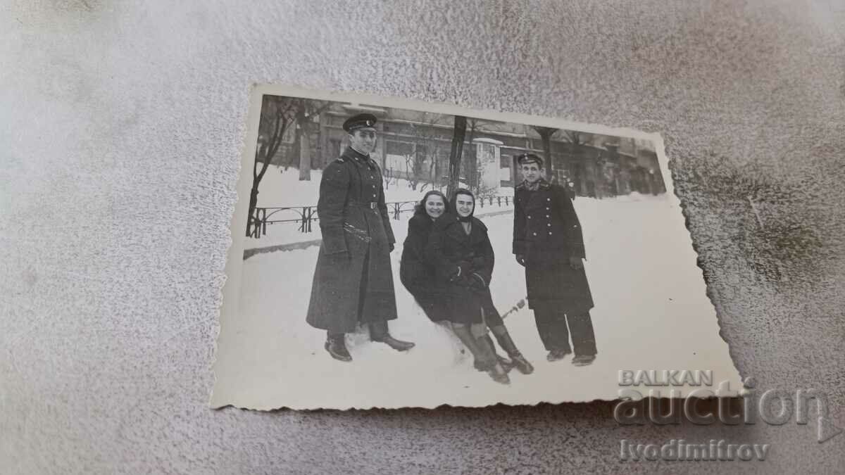 Photo Sofia A young officer and two girls in the winter of 1943