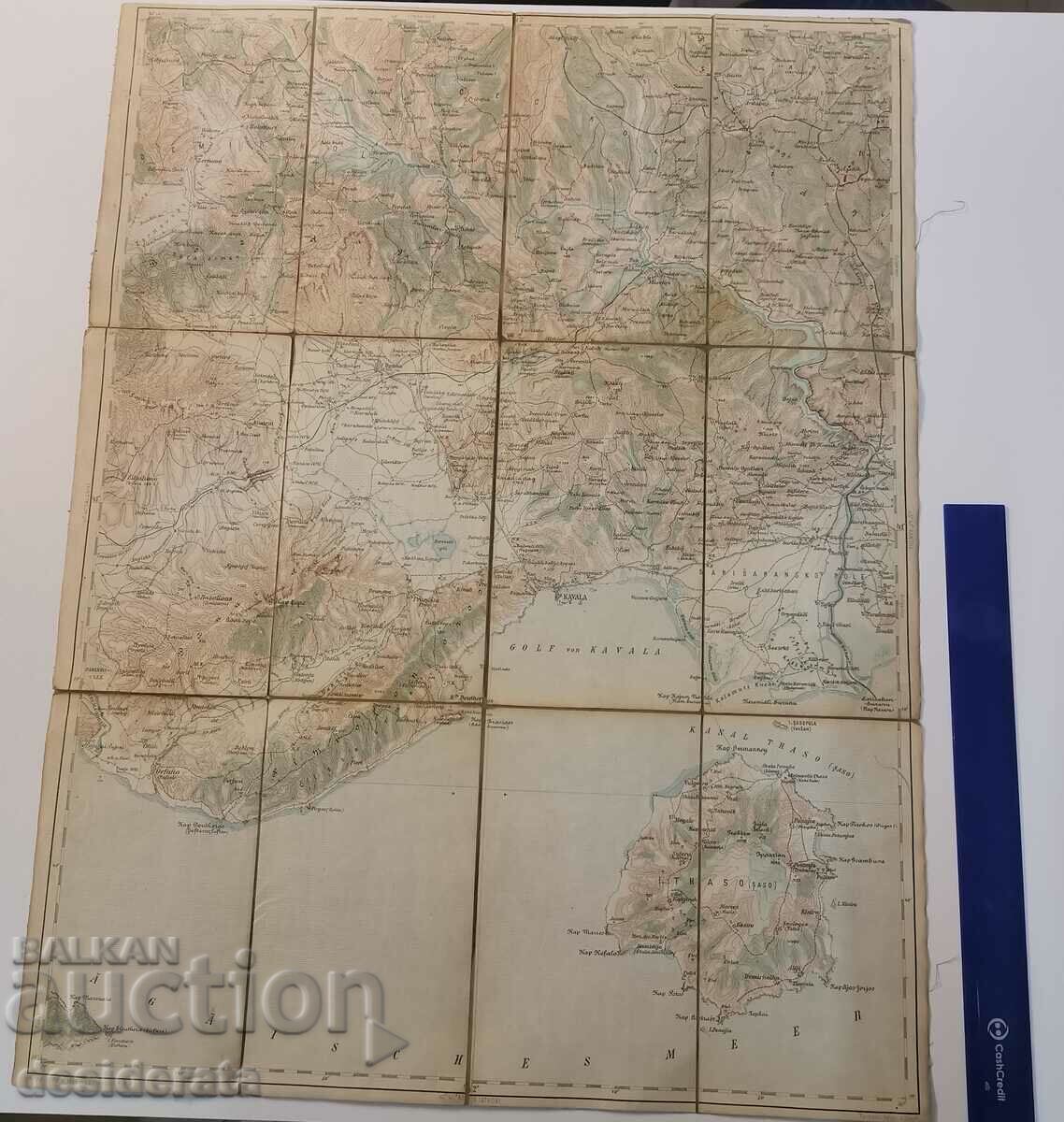 Auction Old Austrian military map of Kavala Auction Old Austrian military map of Kavala