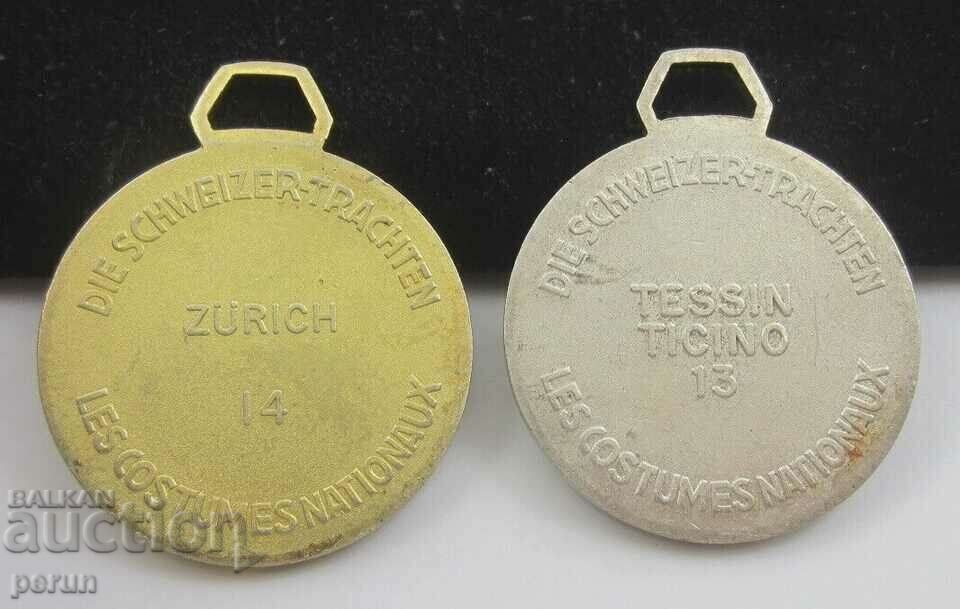 Auction Lot of Swiss medals-National costumes Auction Lot of Swiss medals-National costumes