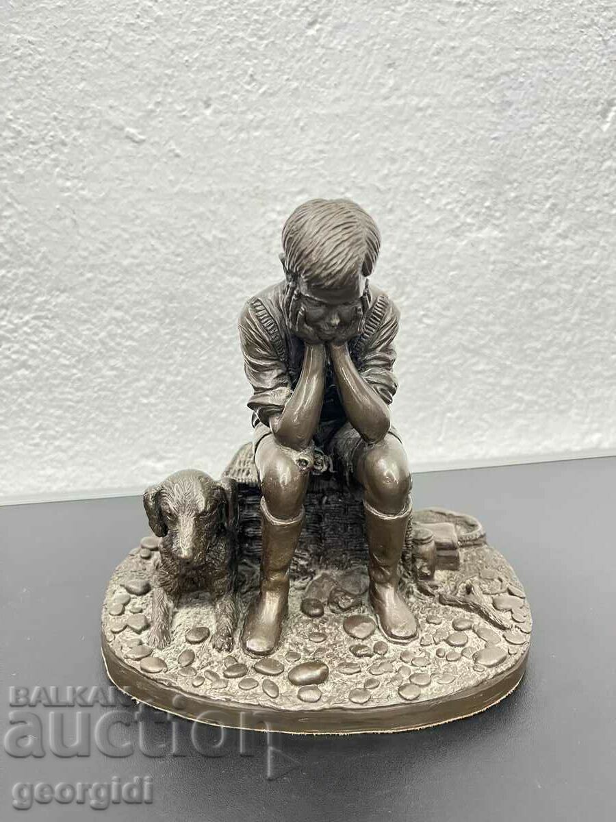 Beautiful author's figure of a boy with a dog. #5380