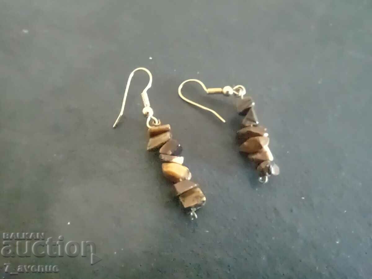 Auction Gold-plated earrings, tiger's eye, natural stone, 16.05.2024 Auction Gold-plated earrings, tiger's eye, natural stone, 16.05.2024