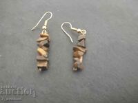 Gold-plated earrings, tiger's eye, natural stone, 16.05.2024