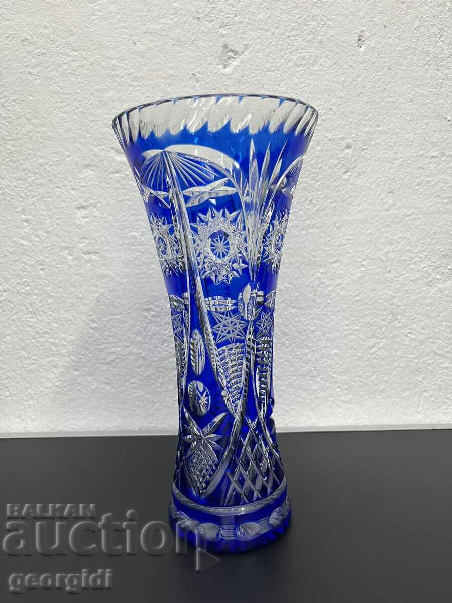Cristal de Boemia Cobalt / Vasă Albastră. #5394