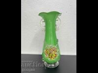Vază de sticlă verde vintage. #5395