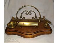 Vintage inkwell with bronze fittings