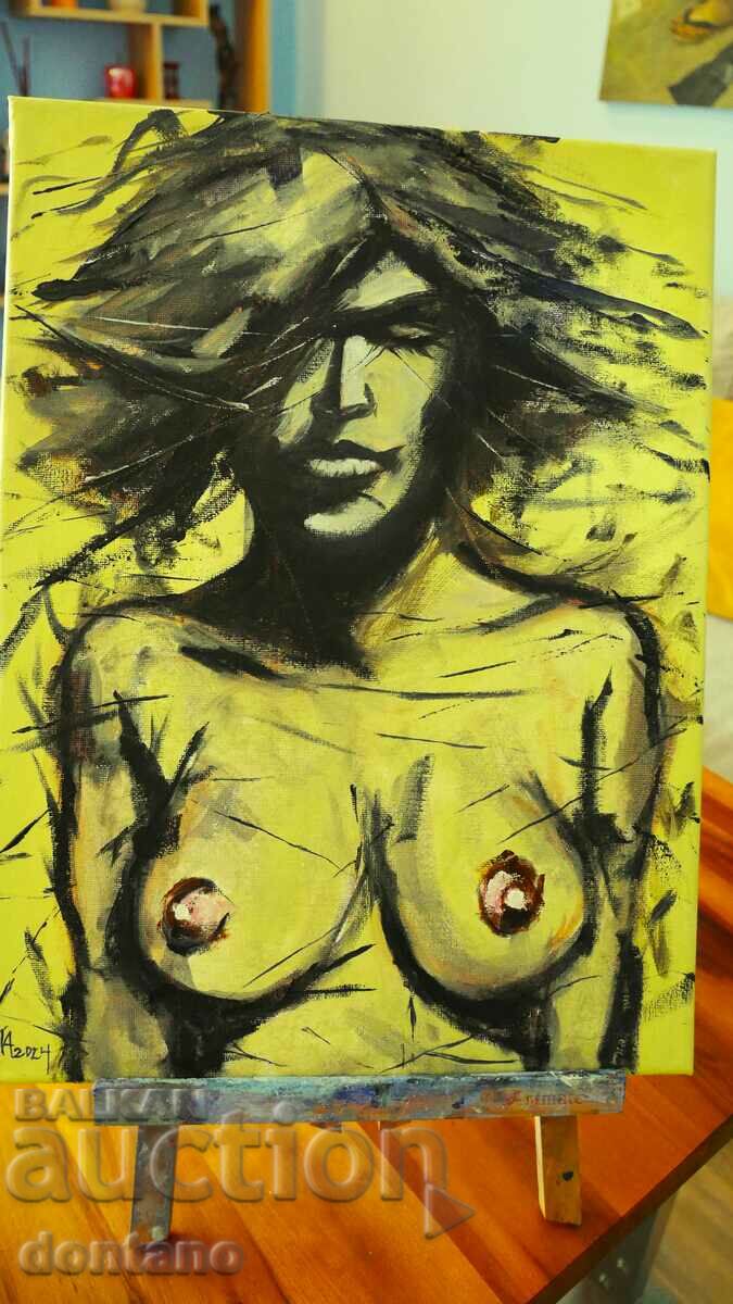 Expresionism - Pictură abstractă în ulei - Erotică