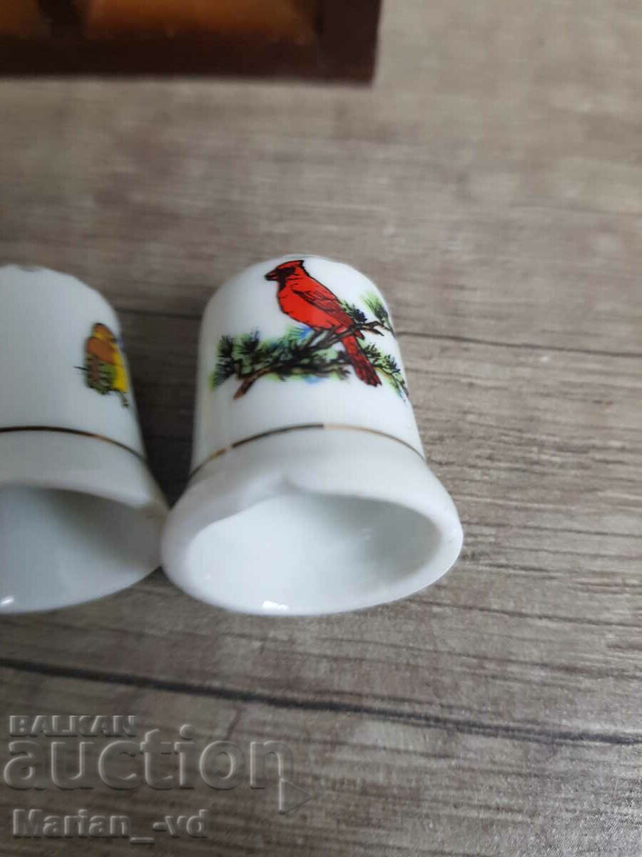 Porcelain thimbles 6 pieces with mini shelf - 6 Porcelain thimbles 6 pieces with mini shelf - 6