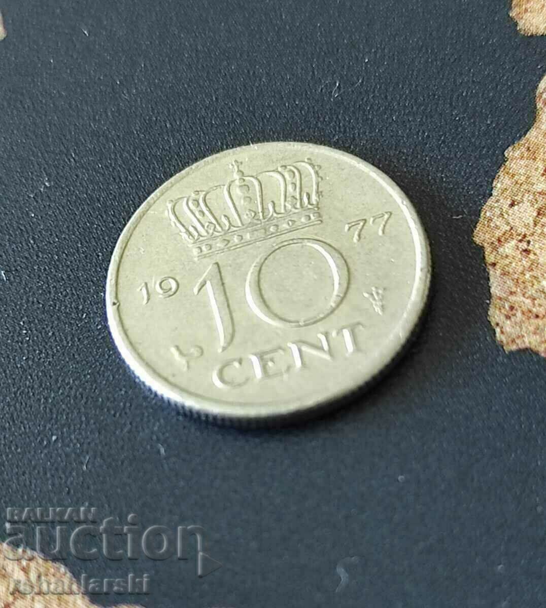 Netherlands 10 cents, 1977