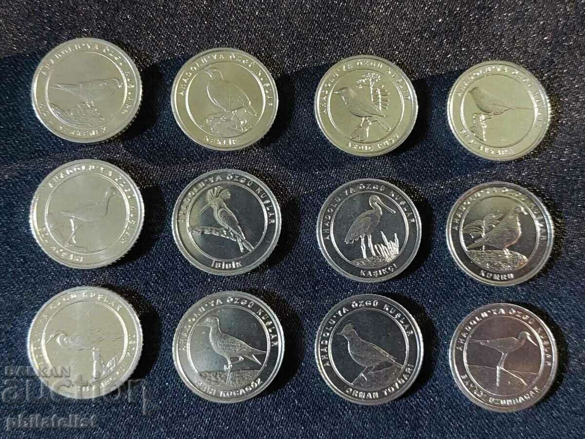 Turcia 2020 - Set complet de 12 monede de 1 kuruş - Fauna