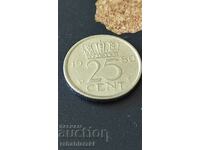 Netherlands 25 cents, 1980